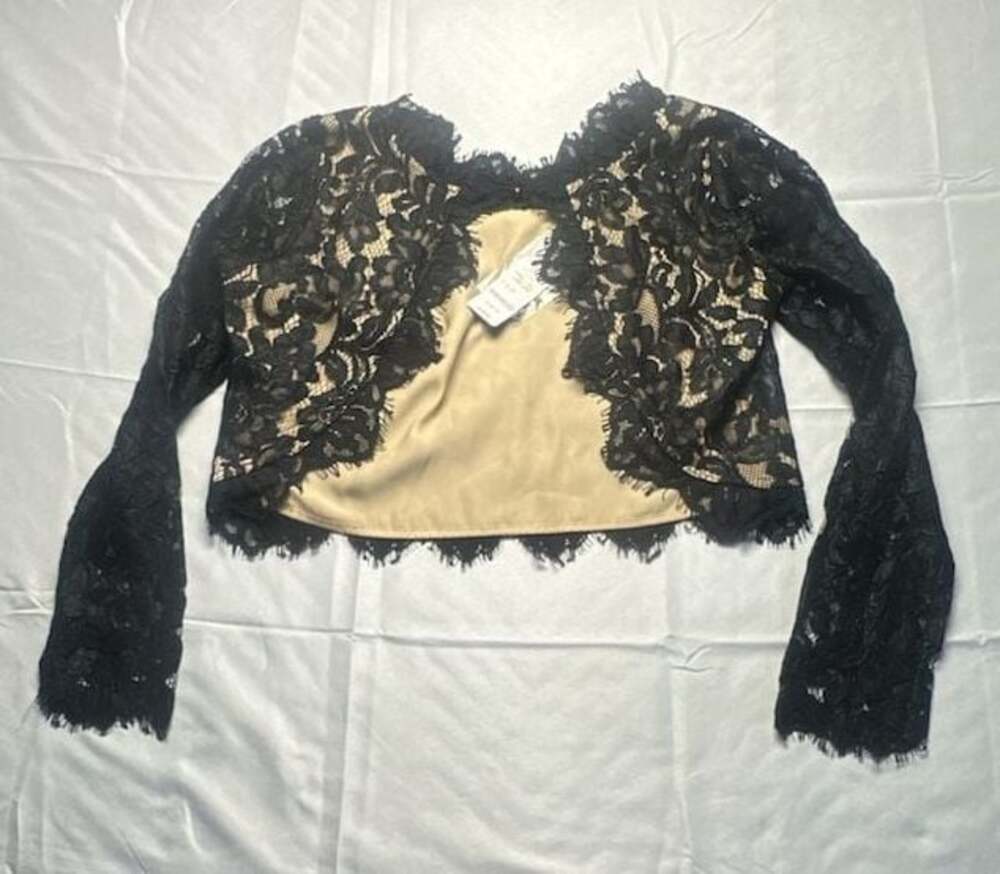 NWT bebe Black Lace Cut Out Back Top XS Y2K Aesthetic